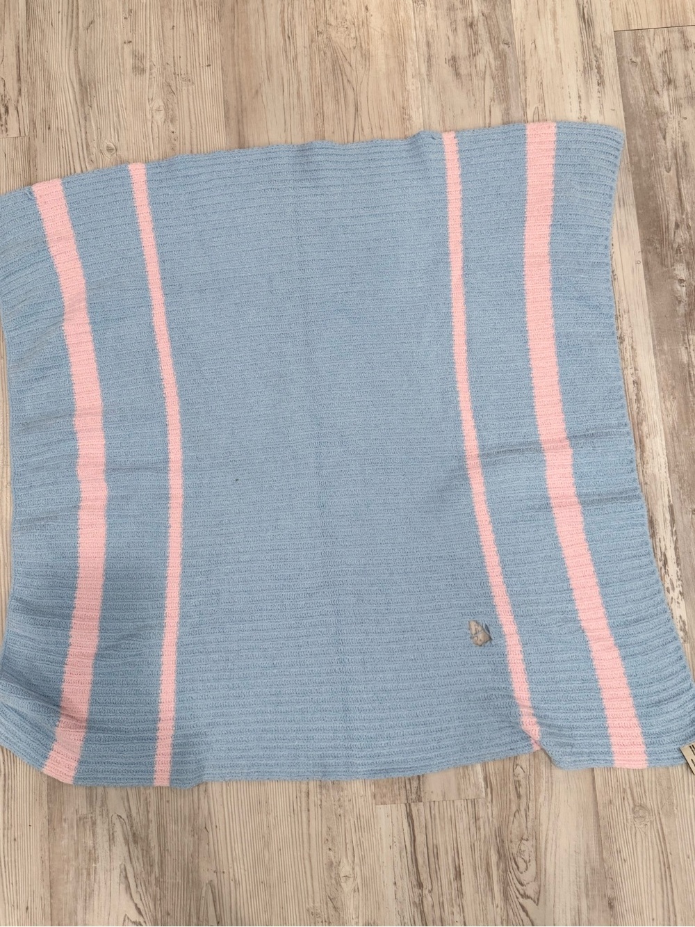 Bedford Cottage Blue Baby Blanket with Pink Stripes